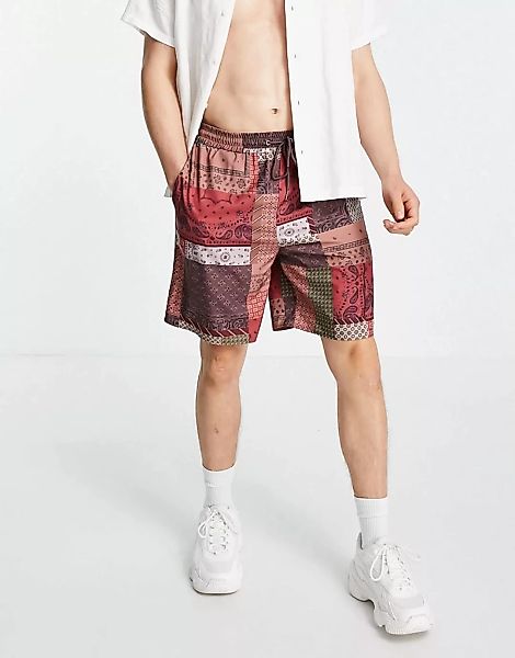 Mennace – Shorts mit buntem Patchwork-Print, Kombiteil-Mehrfarbig günstig online kaufen