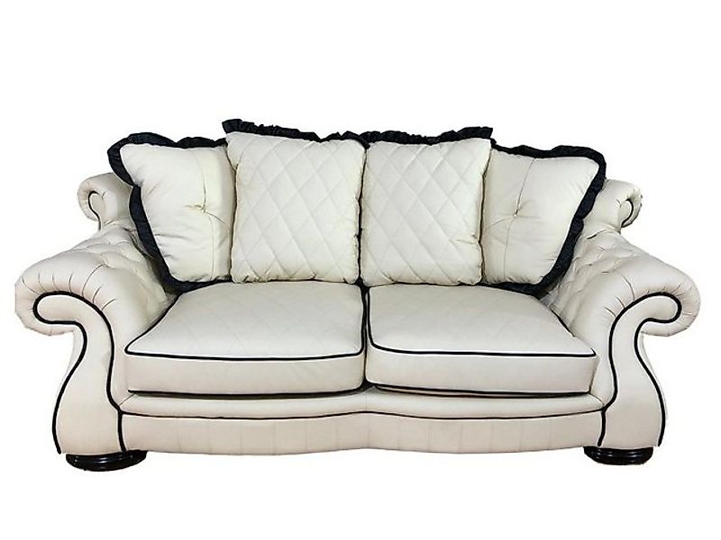 Salottini 3-Sitzer 3er Sofa Chesterfield 3-Sitzer Dover Ledersofa beige günstig online kaufen