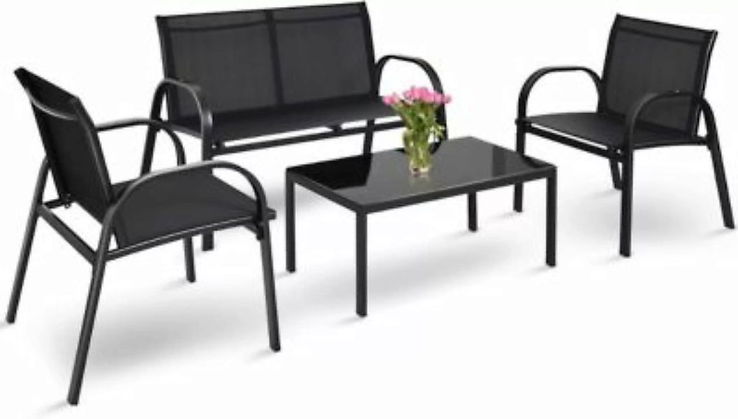 COSTWAY® Garten Lounge Set 4 tlg. Terrassenmöbel schwarz günstig online kaufen