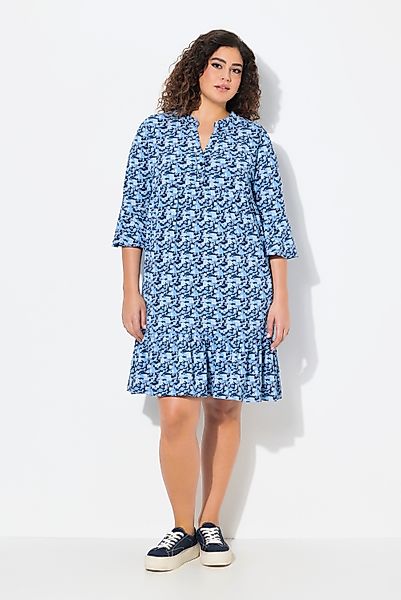 Ulla Popken Jerseykleid Jerseykleid A-Linie Tunika-Ausschnitt günstig online kaufen