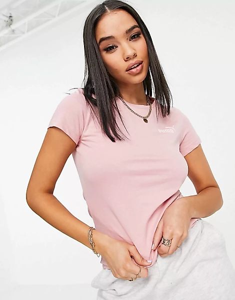 PUMA – T-Shirt mit kleinem Logo in Rosé-Rosa günstig online kaufen