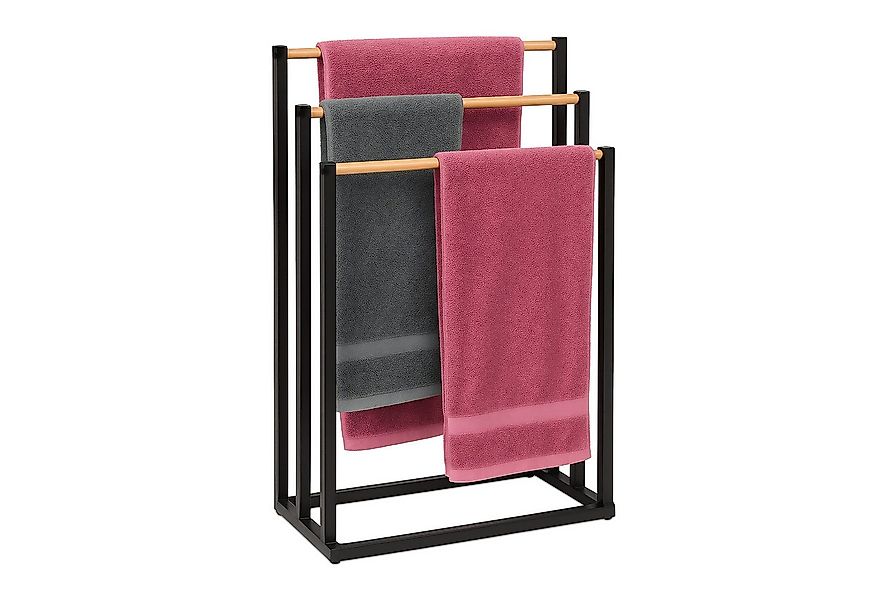 relaxdays Handtuchständer mit 3 Stange, schwarz günstig online kaufen