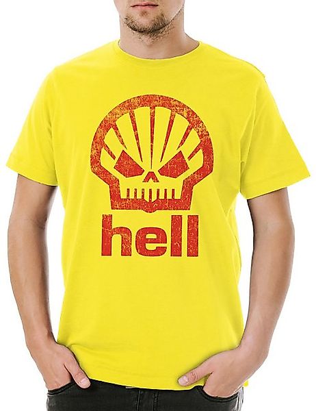 Urban Backwoods Print-Shirt Shell Hell Herren T-Shirt Tankstelle Hölle Fun günstig online kaufen