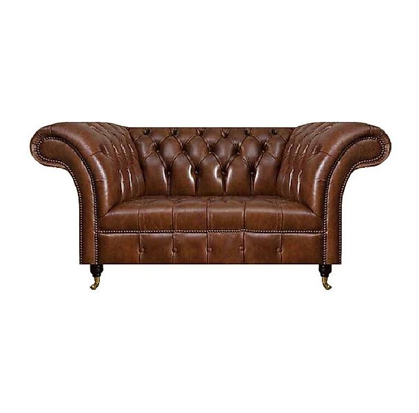 Xlmoebel Chesterfield-Sofa Braunes Ledersofa Chesterfield Wohnzimmer Design günstig online kaufen