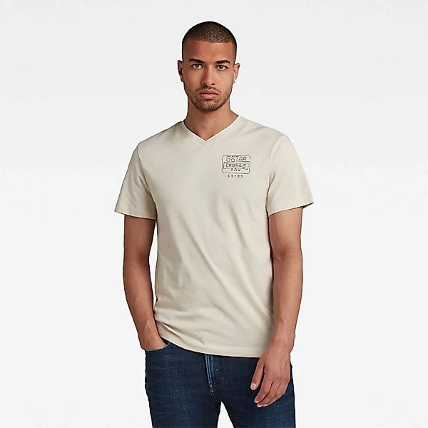G-star Back Logo Slim Kurzarm V-ausschnitt T-shirt M Whitebait günstig online kaufen