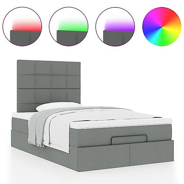 vidaXL Bett Ottoman-Bett mit Matratze & LEDs Dunkelgrau 120x190 cm Stoff günstig online kaufen