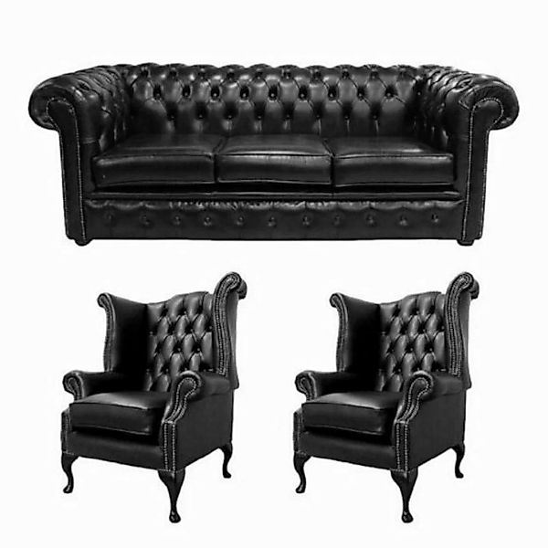 JVmoebel Sofa Sofagarnitur Chesterfield Polster Sofa Ohrensessel 100% Leder günstig online kaufen