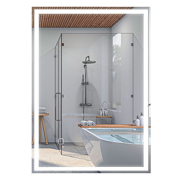 HOMCOM Badspiegel mit Beleuchtung 70 x 50 cm LED Spiegel mit Memory-Funktio günstig online kaufen