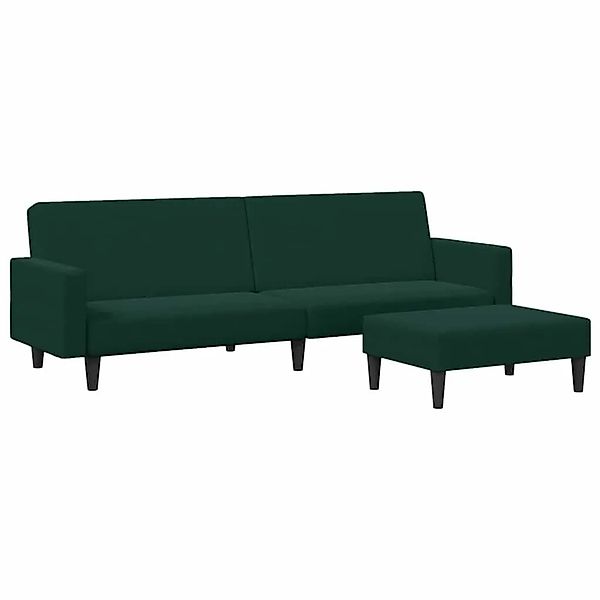 vidaXL Schlafsofa 2-Sitzer mit Fußhocker Dunkelgrün Samt 3216238 günstig online kaufen