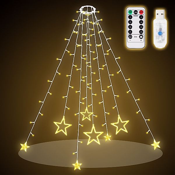 Salcar LED-Lichterkette Christbaumbeleuchtung mit Ring Sterne günstig online kaufen