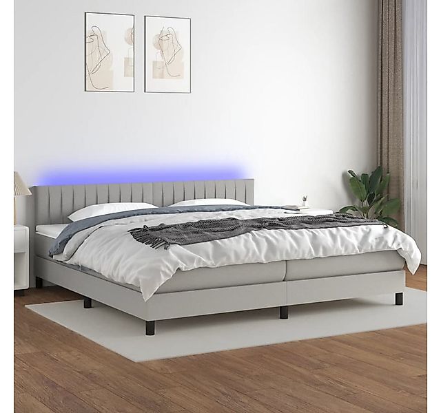 vidaXL Boxspringbett Boxspringbett mit Matratze LED Hellgrau 200x200 cm Sto günstig online kaufen