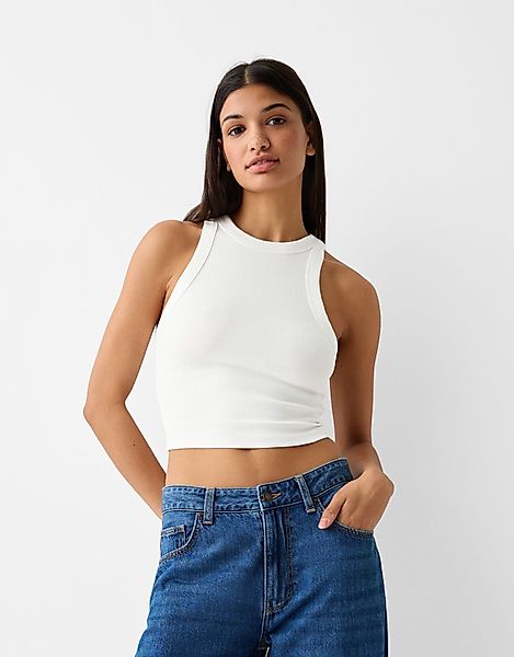 Bershka Ärmelloses Shirt Mit Patentmuster Damen 10-12 Grbrochenes Weiss günstig online kaufen