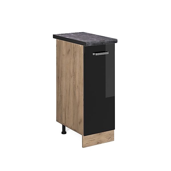Vicco Apothekerschrank R-Line Schwarz Hochglanz/Goldkraft Eiche 30 cm AP An günstig online kaufen