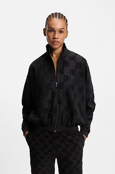 HUGO Sweatjacke TERRYMONOGRAM aus Baumwoll-Mix mit Allover-Logo-Muster, Ste günstig online kaufen