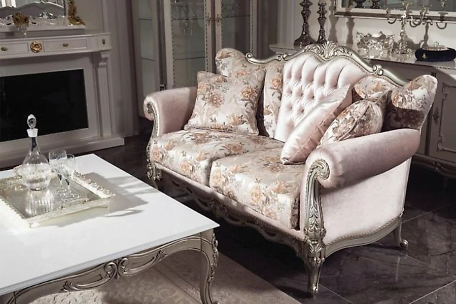 JVmoebel Sofa Rosa Barock Rokoko Zweisitzer Couch Sofa Samt Französische Co günstig online kaufen