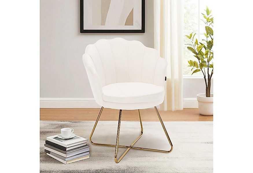 HawthyHome Polsterstuhl Polstersessel mit Blütenblatt-Rückenlehne & Goldene günstig online kaufen