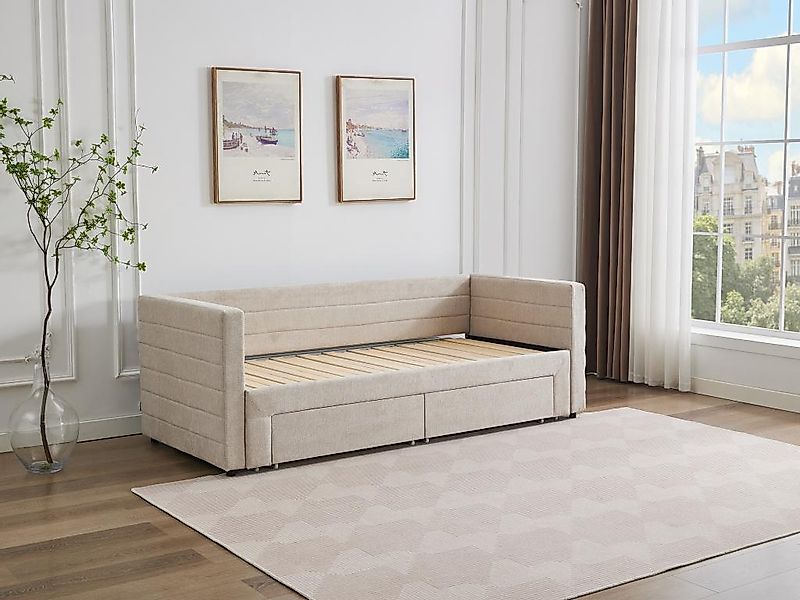 Ausziehbett - 2 x 80 x 200 cm - Mit ausziehbarem Lattenrost & Schubladen - günstig online kaufen