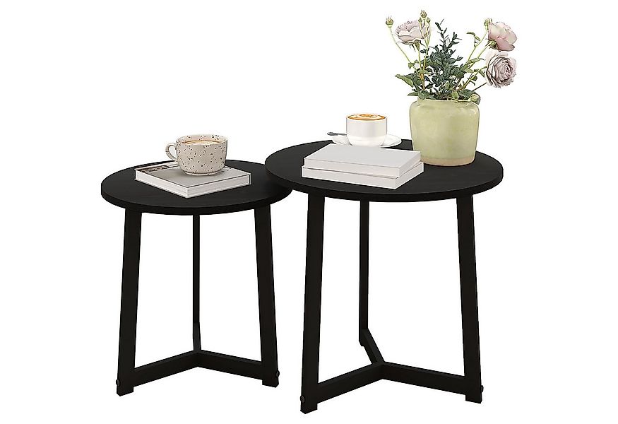furnicato Couchtisch Moderner 2er-Set, Metallrahmen, MDF, Schwarz (1-St) günstig online kaufen