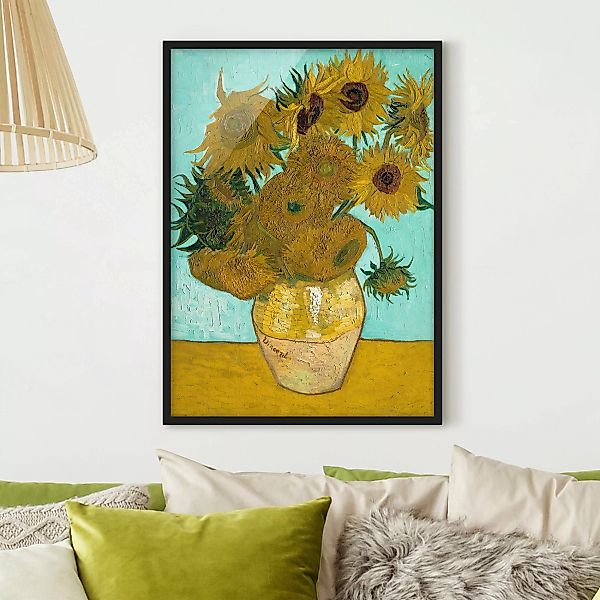 Bild mit Rahmen Kunstdruck - Hochformat Vincent van Gogh - Vase mit Sonnenb günstig online kaufen