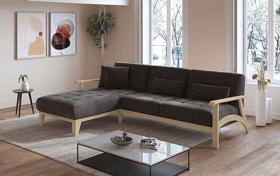sit&more Ecksofa »Billund L-Form«, Armlehnen aus Buchenholz in natur, versc günstig online kaufen