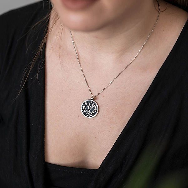 Materia Kettenanhänger Lotus/Lotusblüte Edelstein KA-42-Onyx, aus günstig online kaufen
