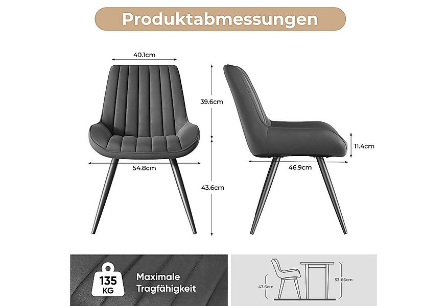 HawthyHome Esszimmerstuhl Stuhlset – Polsterstühle, Moderner Küchenstuhl (2 günstig online kaufen