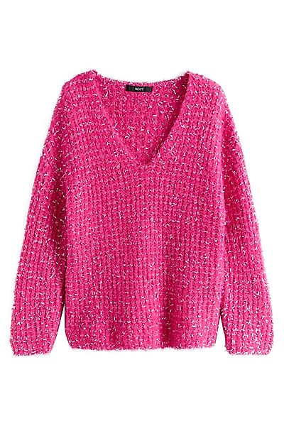 Next V-Ausschnitt-Pullover Grobstrickpullover mit Lametta und günstig online kaufen