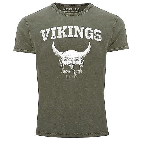 Neverless Print-Shirt Herren Vintage Shirt Wikinger-Helm günstig online kaufen