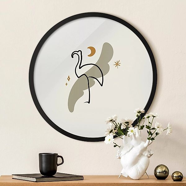 Rundes Gerahmtes Bild Picasso Interpretation - Flamingo günstig online kaufen