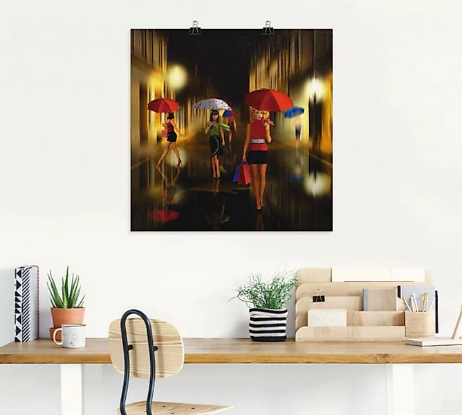 Artland Wandbild "Frauen beim Einkaufen im Regen", Frau, (1 St.) günstig online kaufen