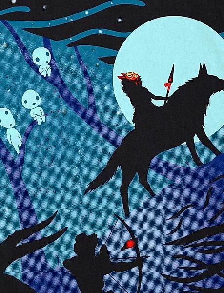 style3 T-Shirt Mononoke Vollmond wolf prinzessin mononoke anime studio ghib günstig online kaufen