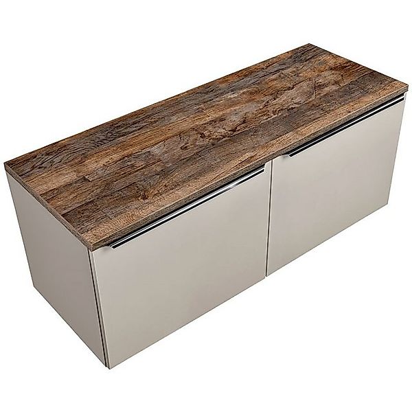 Lomadox Waschbeckenschrank PUEBLA-56-TAUPE taupe mit Vintage Oak 120,4/48,5 günstig online kaufen
