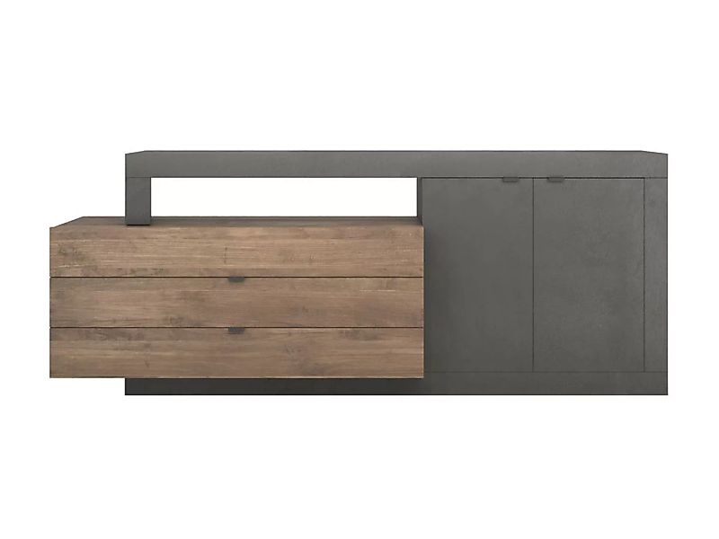 Sideboard mit 2 Türen, 3 Schubladen & 1 Ablagefach - Holzfarben & Anthrazit günstig online kaufen