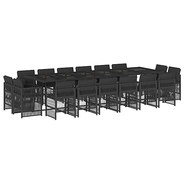 vidaXL 17-Tlg Garten-Essgruppe mit Kissen Schwarz Poly Rattan 3211063 günstig online kaufen