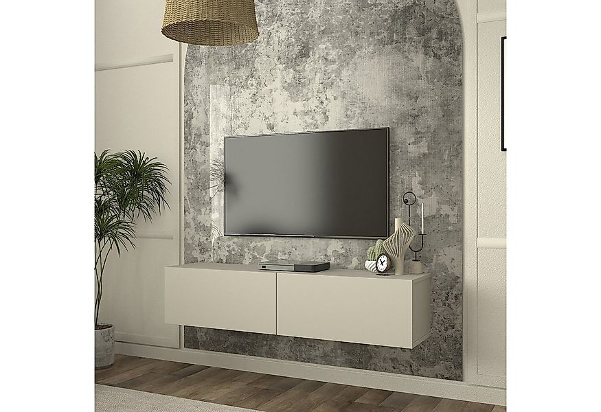 en.casa Lowboard, hängend »Nolven« mit 2 Klapptüren 135 x 32 x 30 cm Graube günstig online kaufen