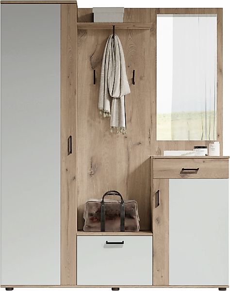 HBZ Kompaktgarderobe "Jens mit Spiegel, Flurgarderobe BxHxT 145x184x29 cm" günstig online kaufen