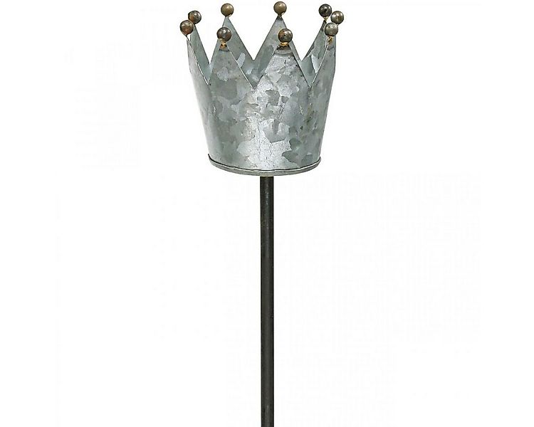 Viana Kerzenhalter Teelichthalter Krone Zink Dekoration Garten Ø9,5cm H50cm günstig online kaufen