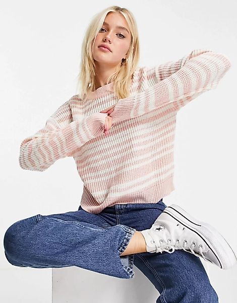 Wednesday's Girl – Locker geschnittener Pullover mit pastellfarbenem Streif günstig online kaufen