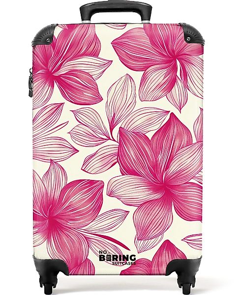 NoBoringSuitcases.com© Hartschalen-Trolley Weiß mit rosa Blüten günstig online kaufen
