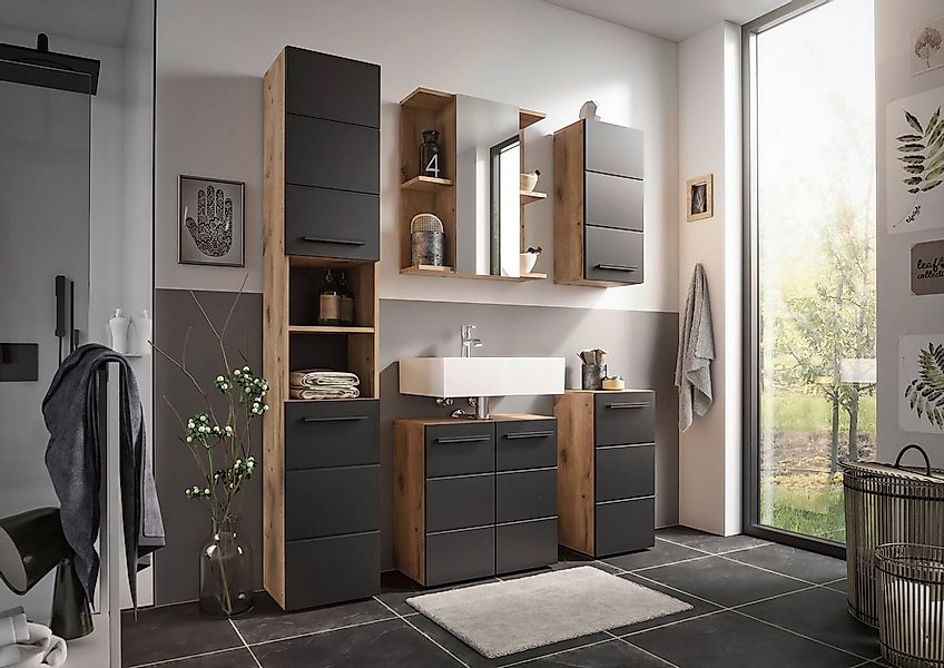 moebel-dich-auf Badmöbel-Set Vail, (Set 1, 5-St., Hochschrank, Spiegelschra günstig online kaufen