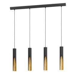 LED-Hängeleuchte Barbotto in Schwarz/Gold, 4fl. günstig online kaufen