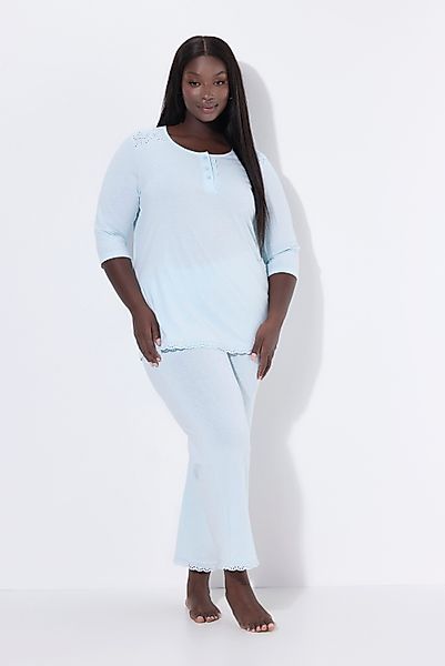 Ulla Popken Pyjama Pyjama Zweiteiler Lochstickerei günstig online kaufen