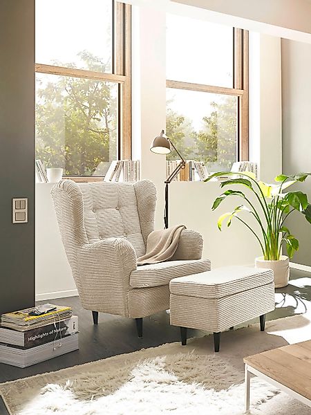 ED EXCITING DESIGN Hocker "Oskar", mit Massivholzfüßen günstig online kaufen