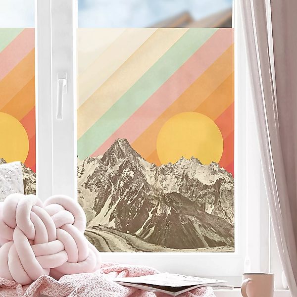 Fensterfolie Berge mit buntem Himmel günstig online kaufen