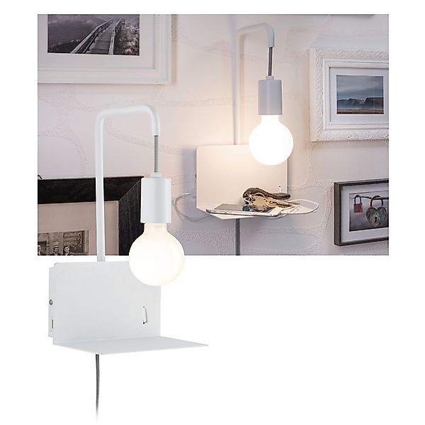 Paulmann "Wandleuchte mit Ablage Calvani E27 230V max. 40W dimmbar Weiß" günstig online kaufen