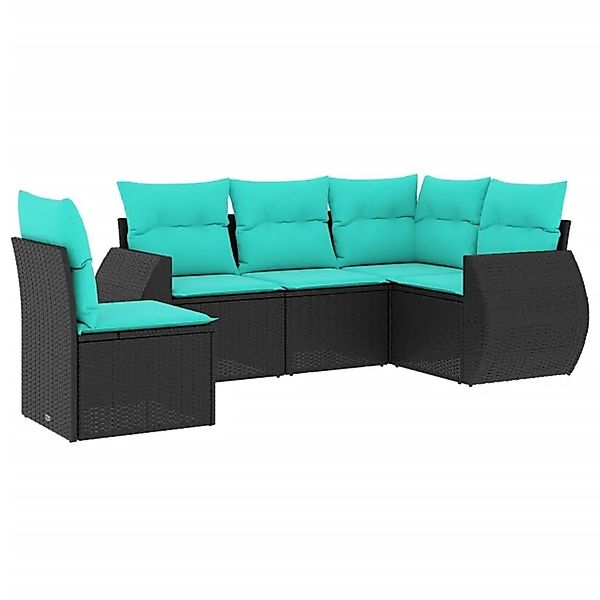 vidaXL 5-Tlg Gartensofa-Set mit Kissen Schwarz Polyrattan 3221366 günstig online kaufen
