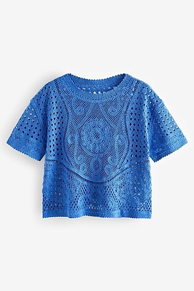 Next Kurzarmpullover T-Shirt mit gehäkeltem Ausschnitt günstig online kaufen