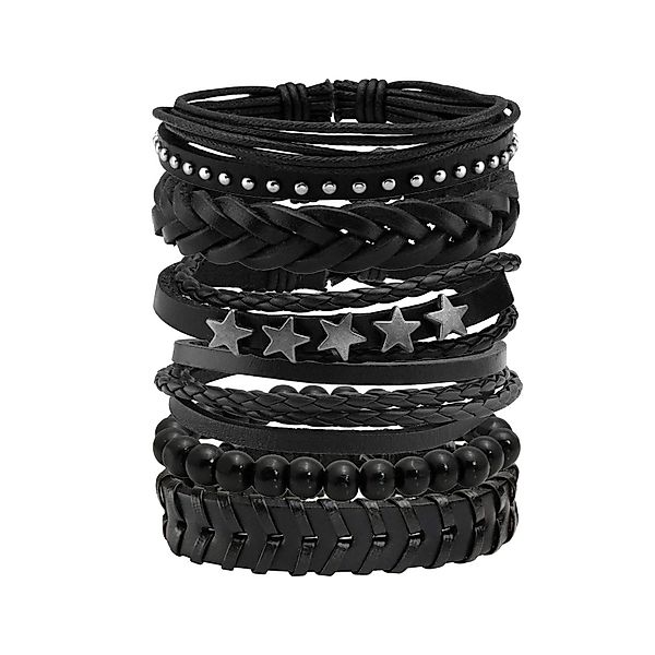 Coonoor Lederarmband Set 6-teiliges Punk-Armband-Set für günstig online kaufen