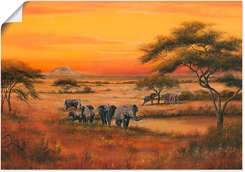 Artland Wandbild »Afrika Elefanten«, Afrika, (1 St.), als Alubild, Outdoorb günstig online kaufen