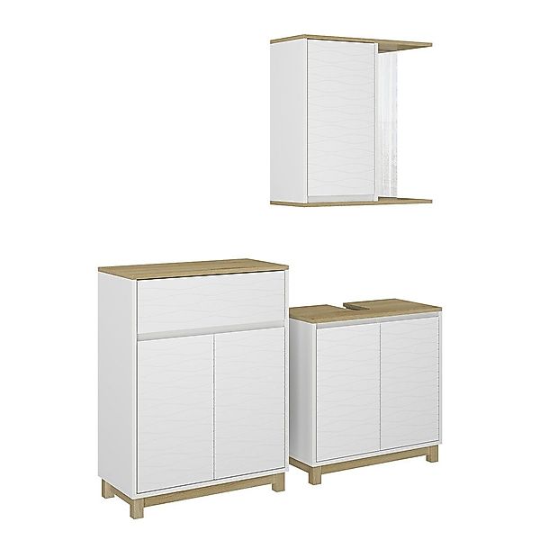 Vicco Badmöbel-Set Livia, Weiß/Eiche, 3 Teile, günstig online kaufen